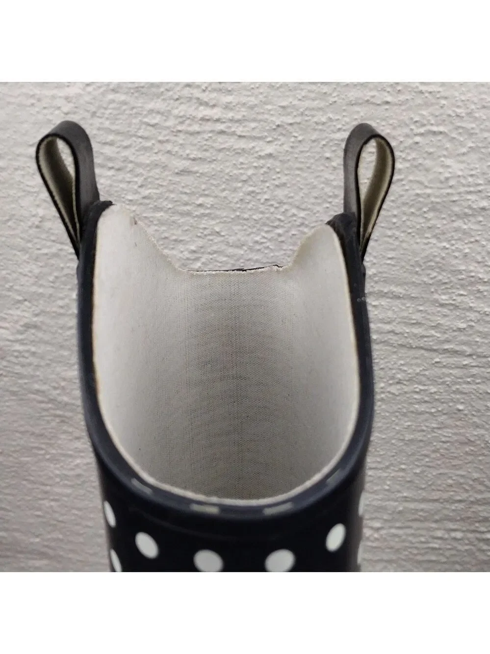 Bit & Bridle Black White Polka Dot Pointed Toe Heeled Western Style Rain Boot